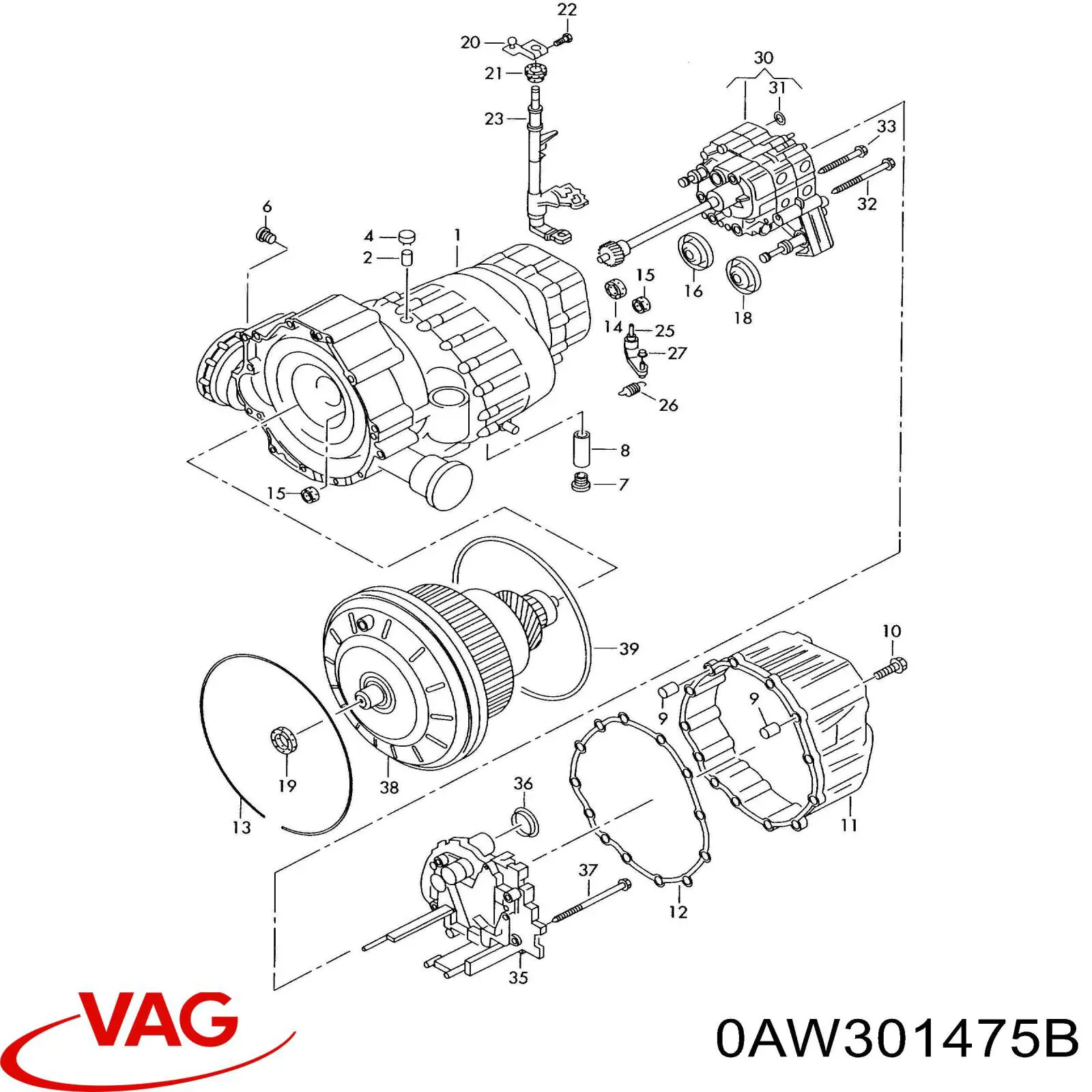 Прокладка крышки коробки передач 0AW301475B VAG