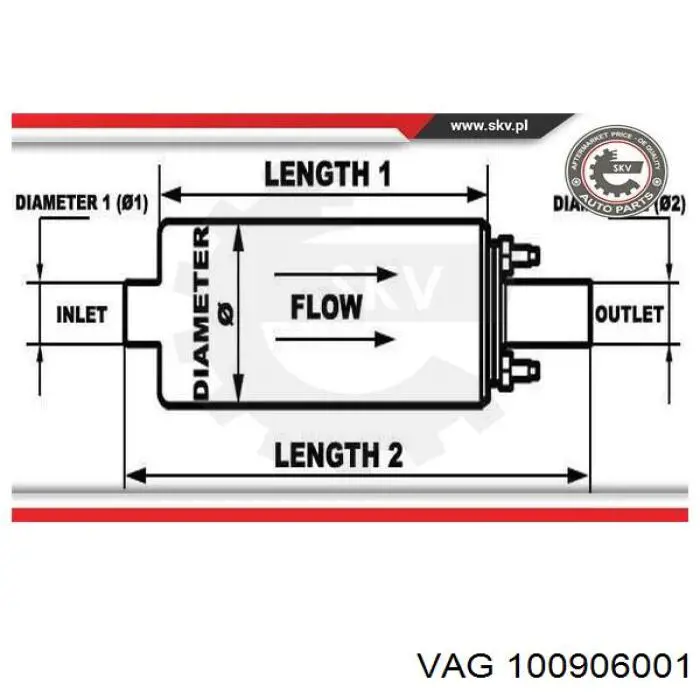 Топливный насос электрический погружной 100906001 VAG
