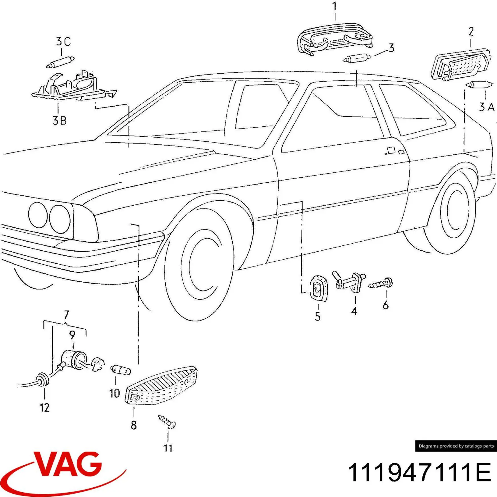 Плафон салона 111947111E VAG