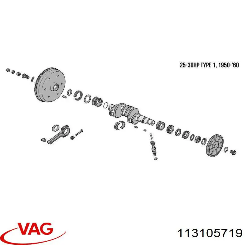 Купить 113105719 VAG Комплект шатунных вкладышей