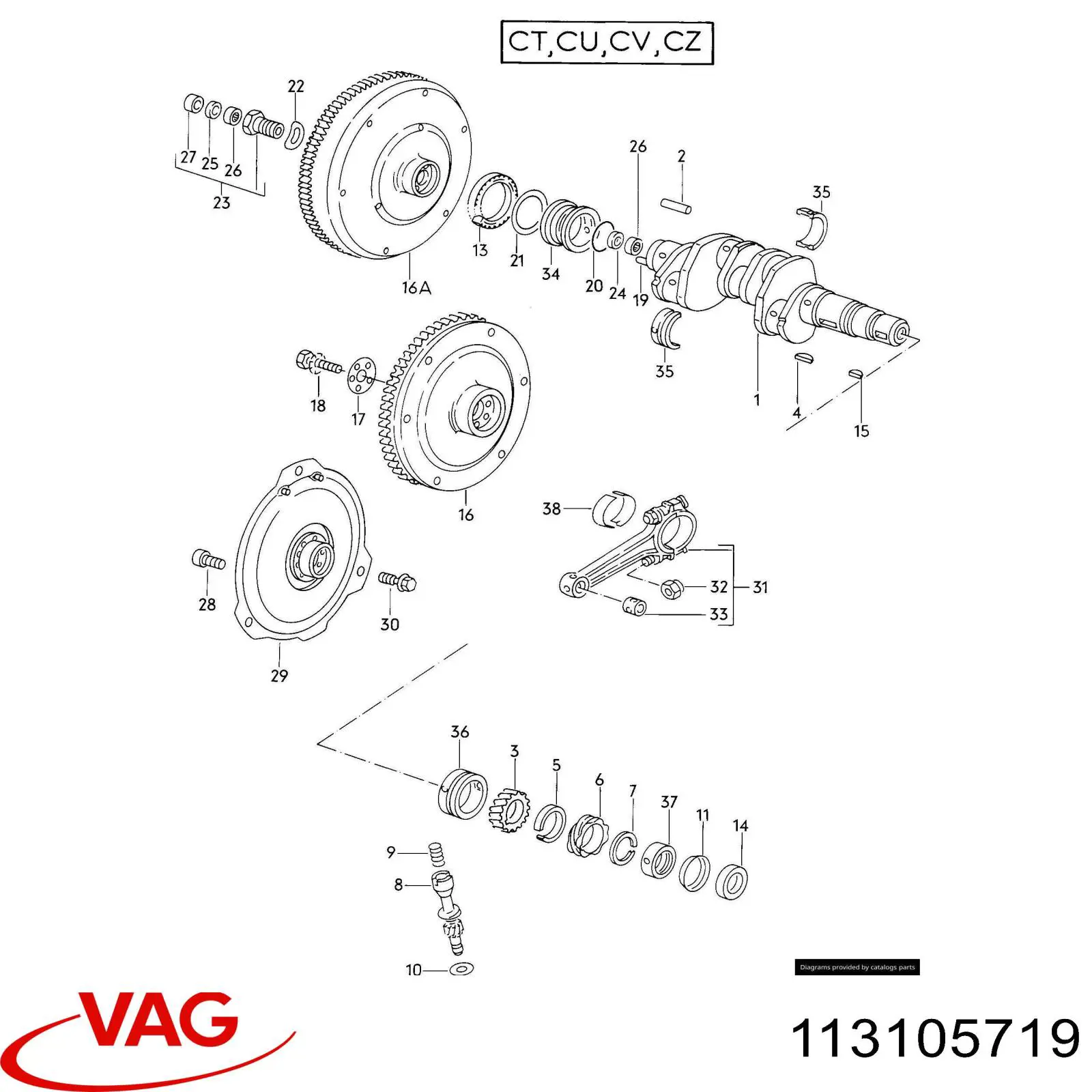 Вкладыши шатунные 113105719 VAG