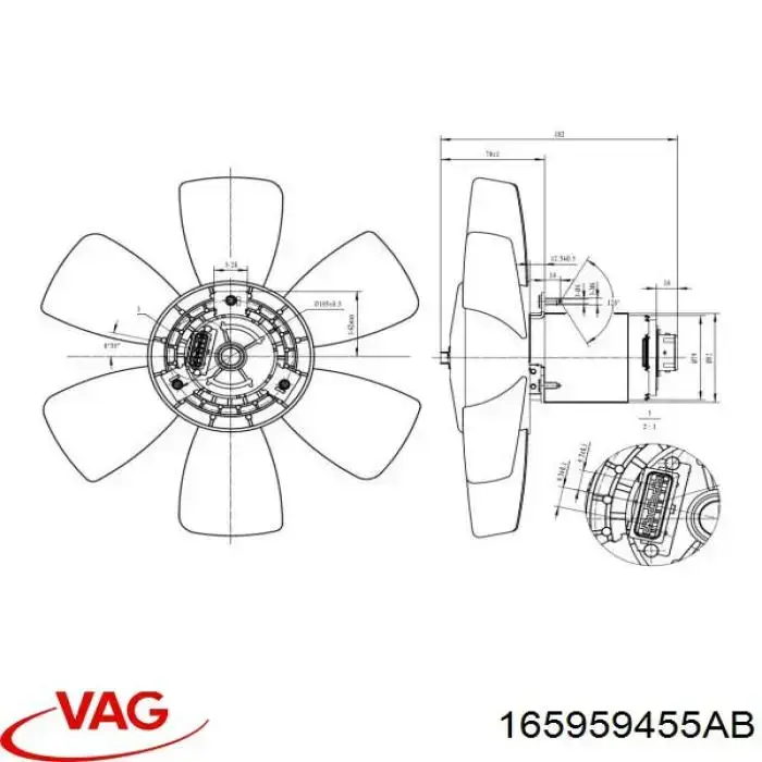 165959455AB VAG электровентилятор охлаждения в сборе (мотор+крыльчатка)