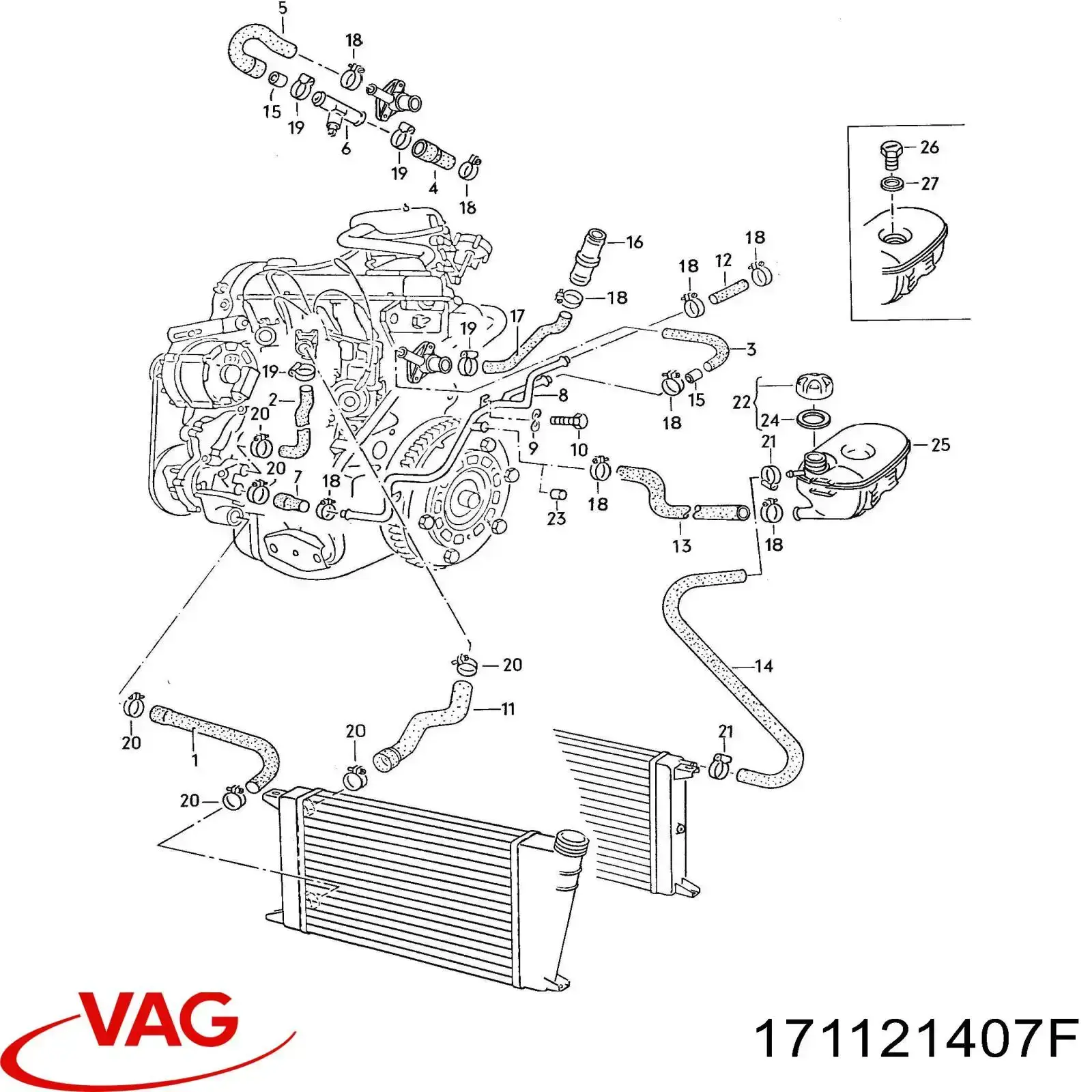 Бачок системы охлаждения расширительный VAG 171121407F