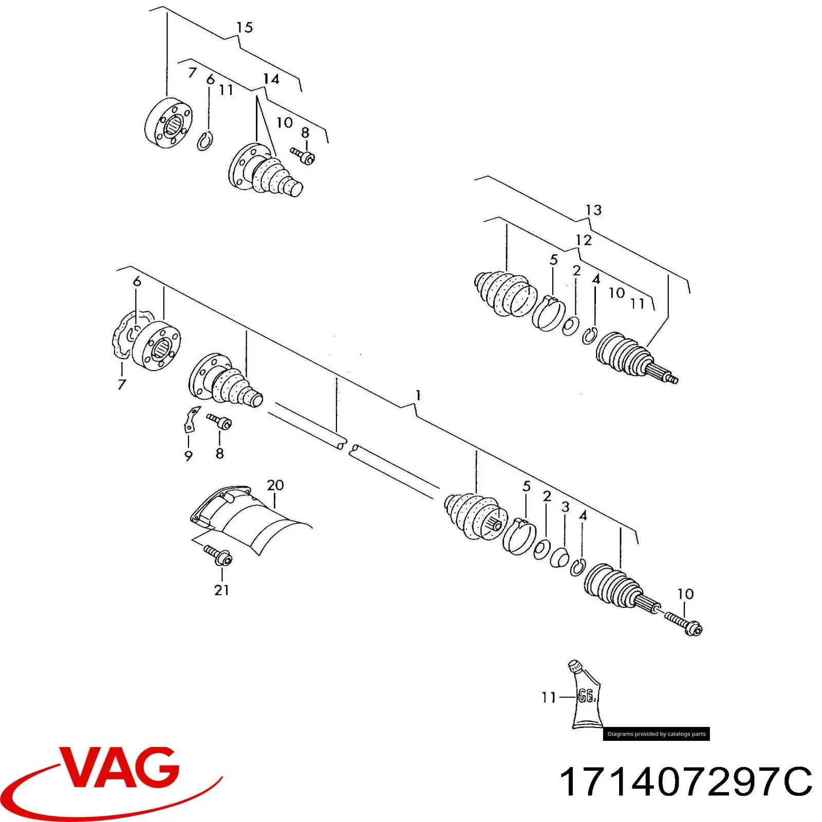 Купить 171407297C VAG Кольцо стопорное подшипника передней ступицы