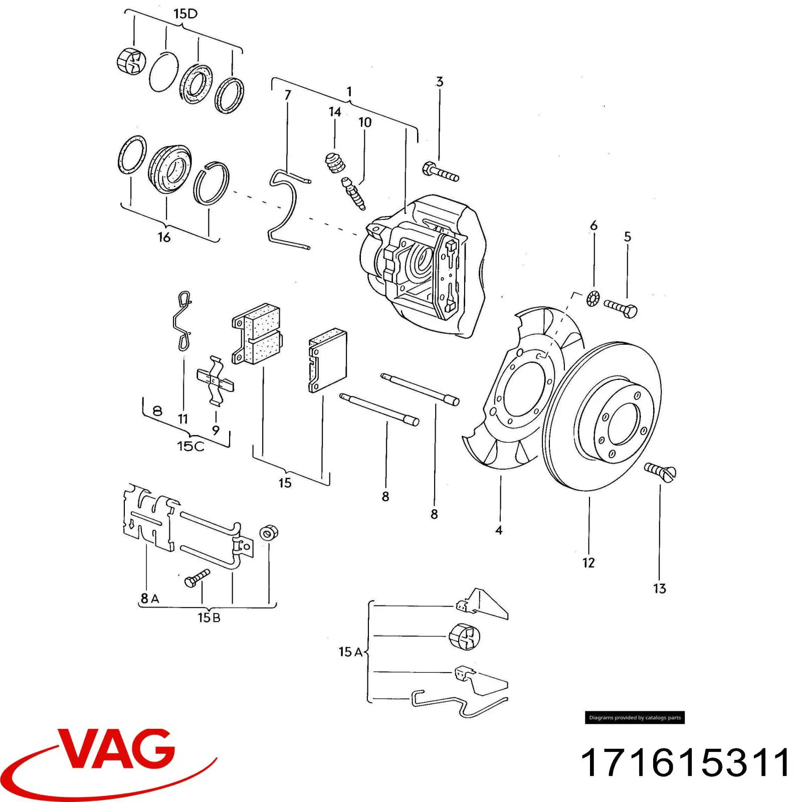 Щиток тормозного диска переднего VAG 171615311 цена, от 17.19 USD