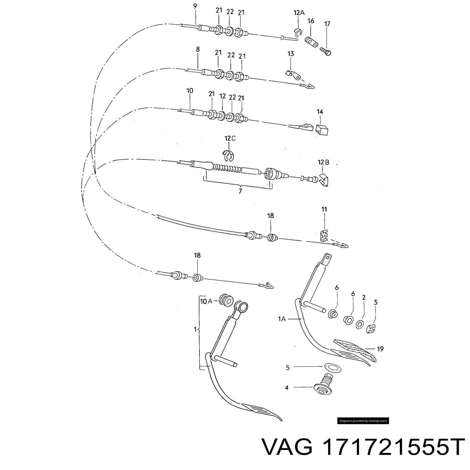 Трос газа 171721555T VAG