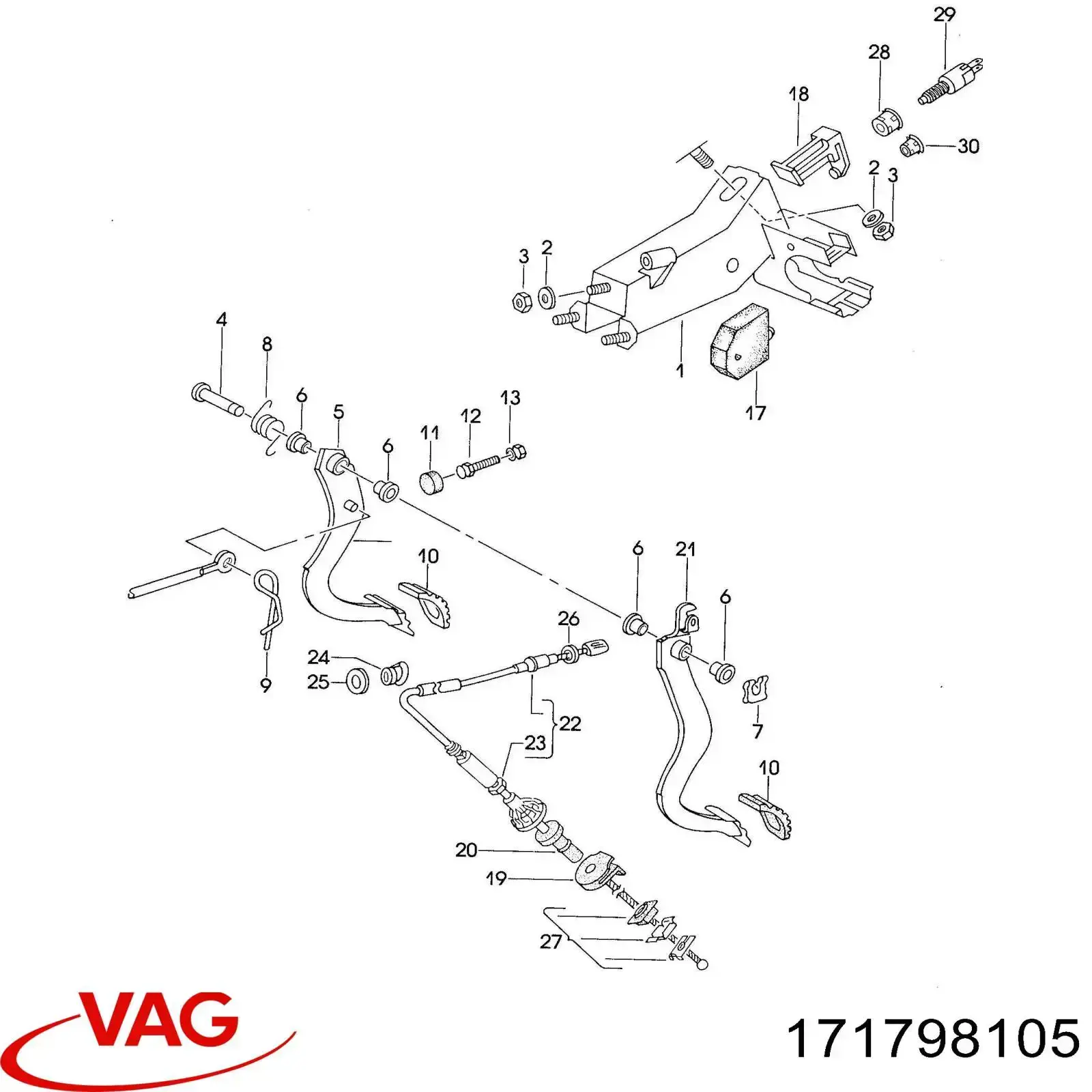 Ремкомплект сектора привода сцепления 171798105 VAG