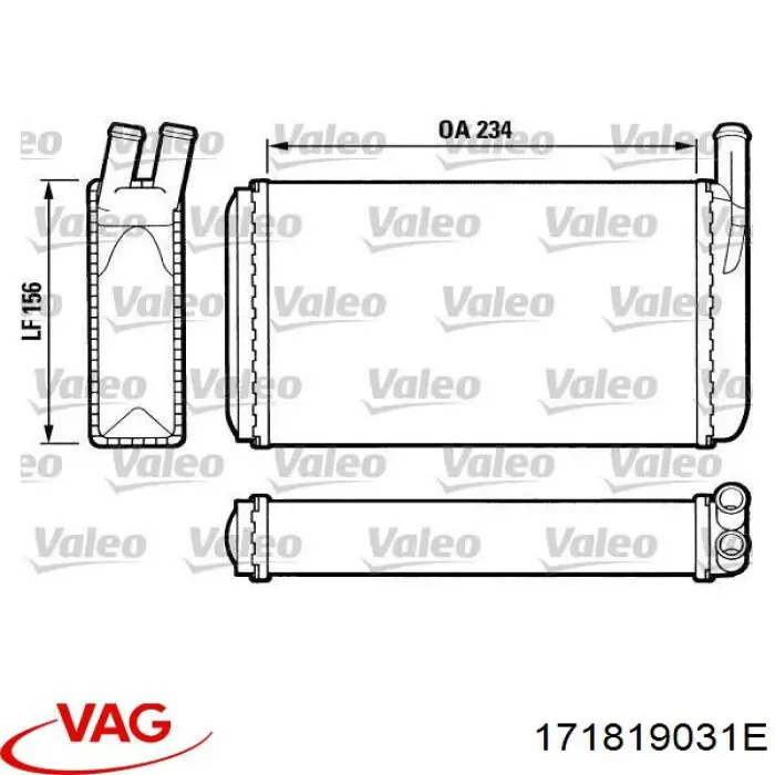 Радиатор печки (отопителя) VAG 171819031E цена, от 19.05 USD