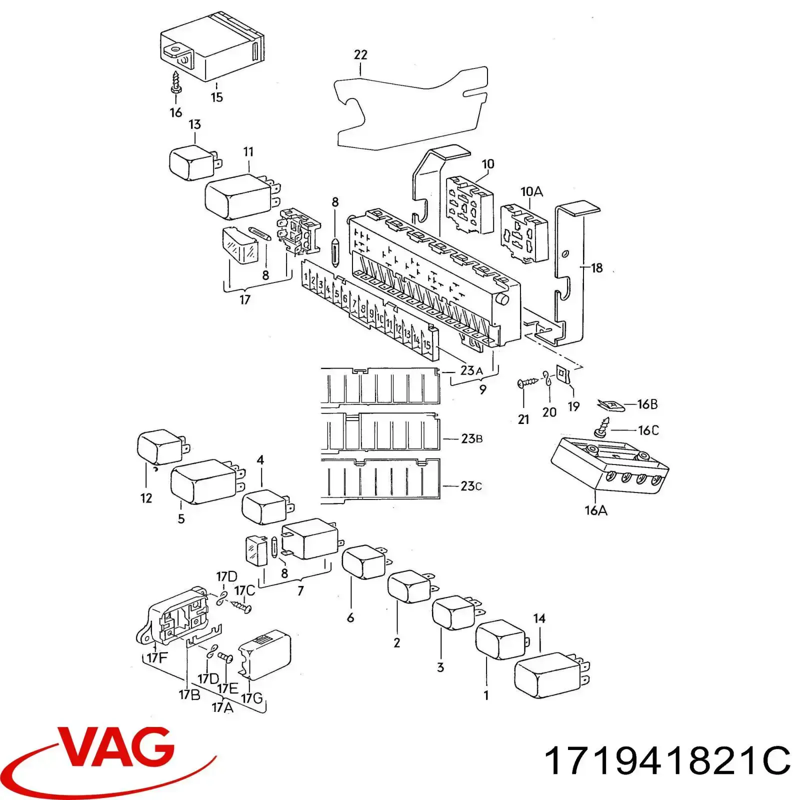 Купить 171941821C VAG Монжатный блок реле
