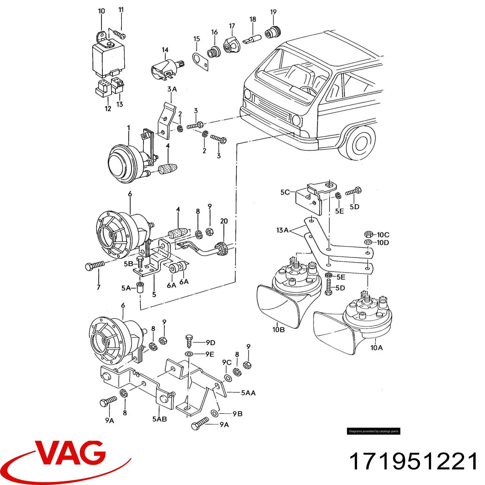 Автомобильный клаксон VAG 171951221 цена, от 11.29 USD
