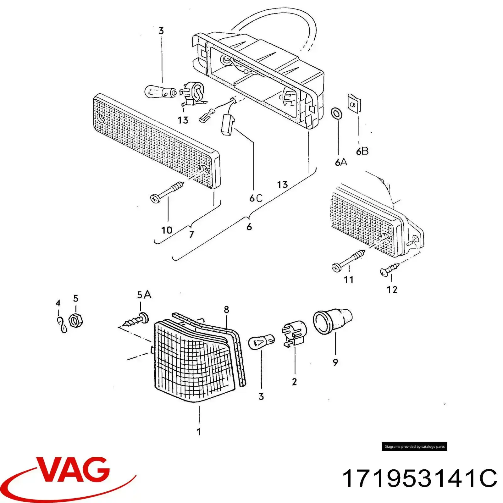 171953141C VAG vidro de pisca-pisca