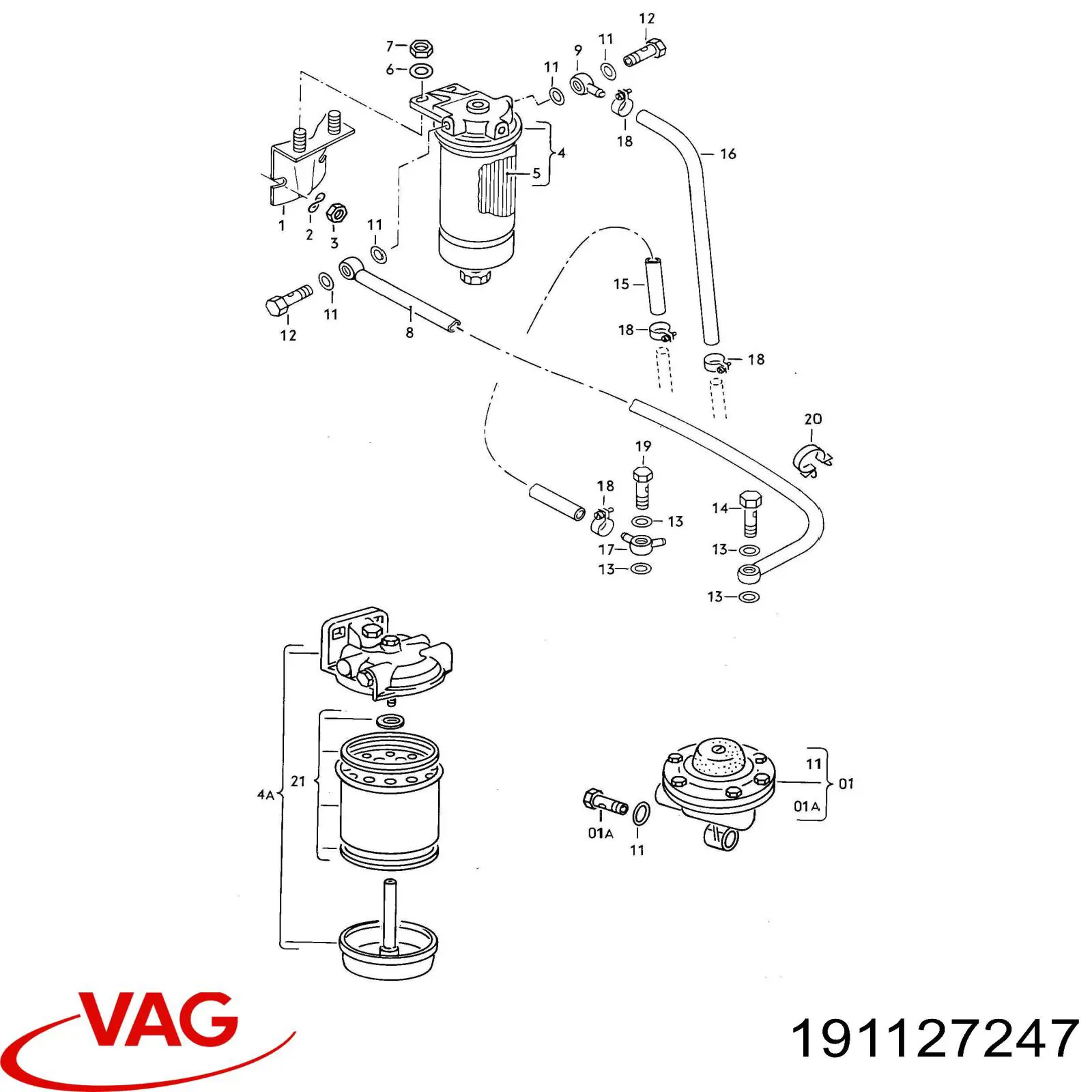 Обратный клапан возврата топлива 191127247 VAG
