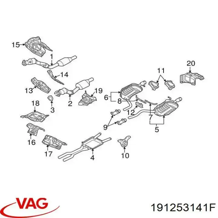 Хомут крепления глушителя передний VAG 191253141F цена, от 6.36 USD