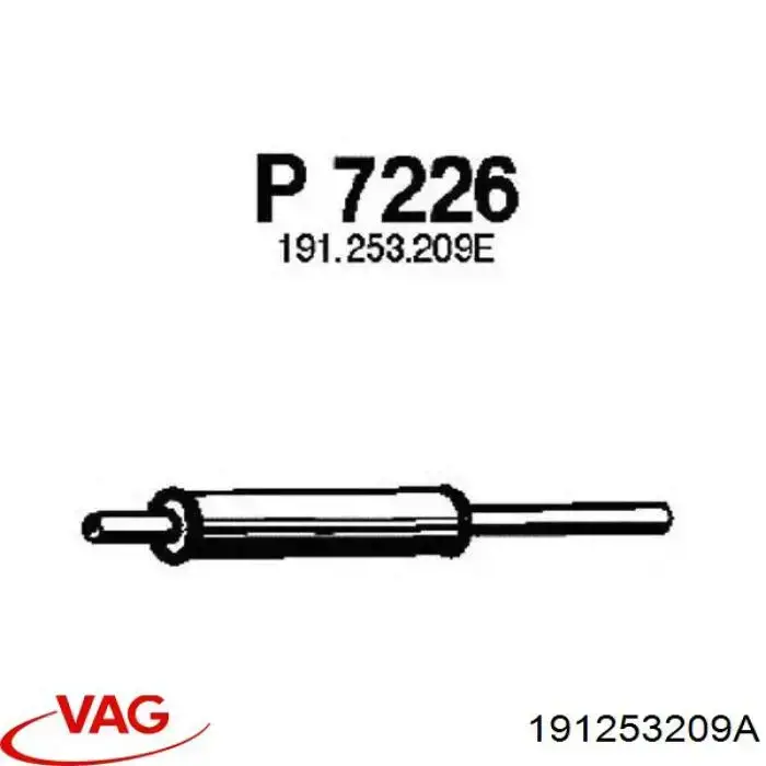 Глушитель, центральная часть VAG 191253209A цена, от 32.58 USD