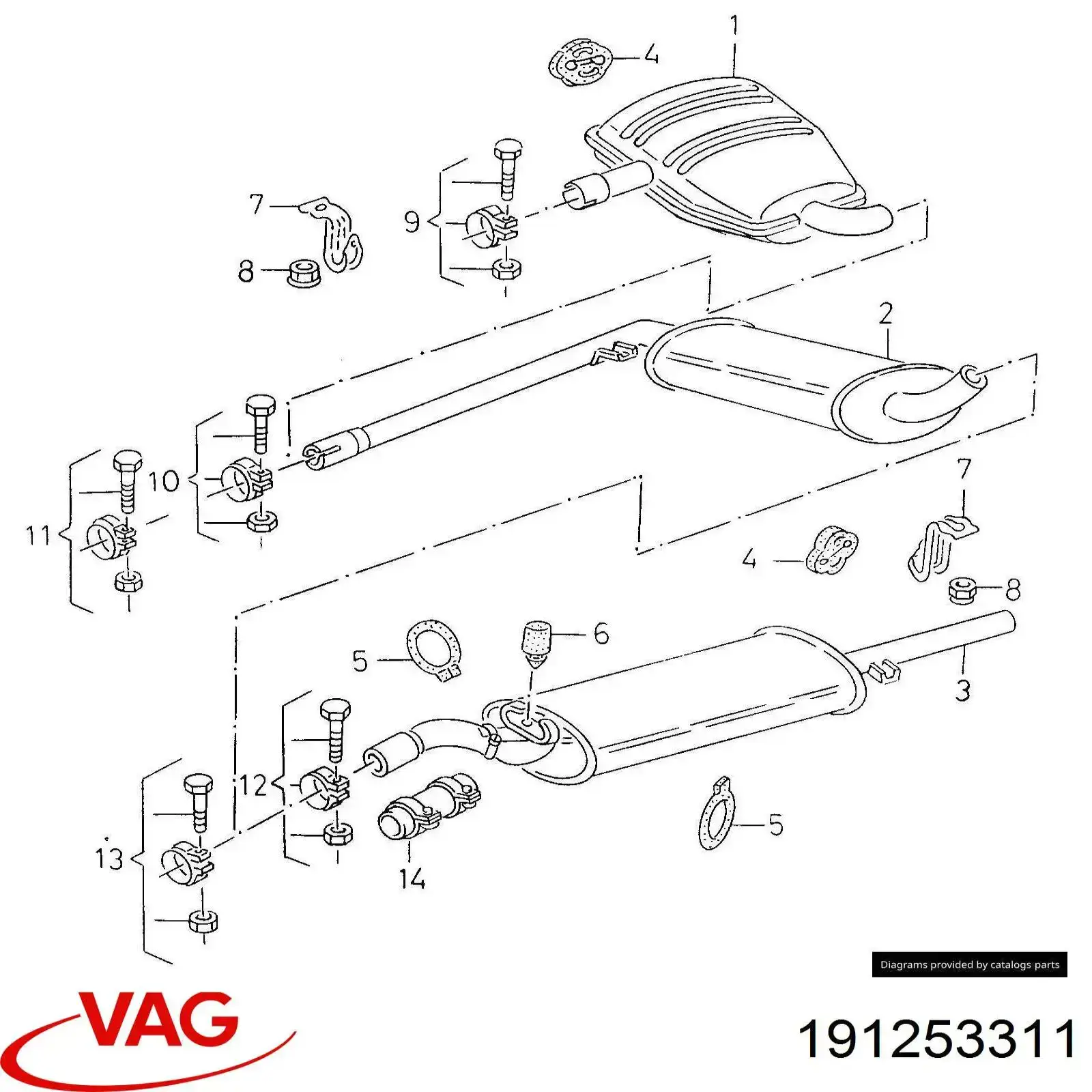 191253311 VAG coxim de fixação do silenciador