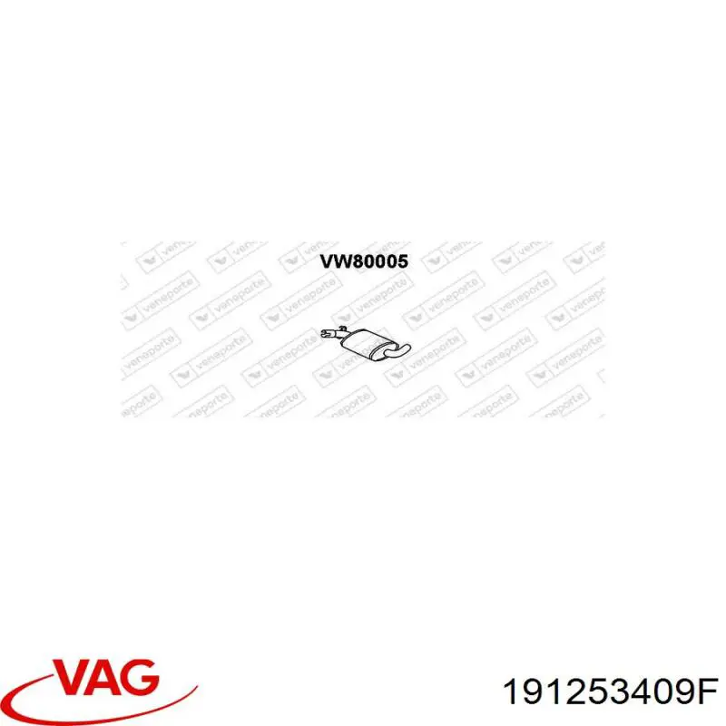 Глушитель, центральная часть VAG 191253409F цена, от 32.60 USD