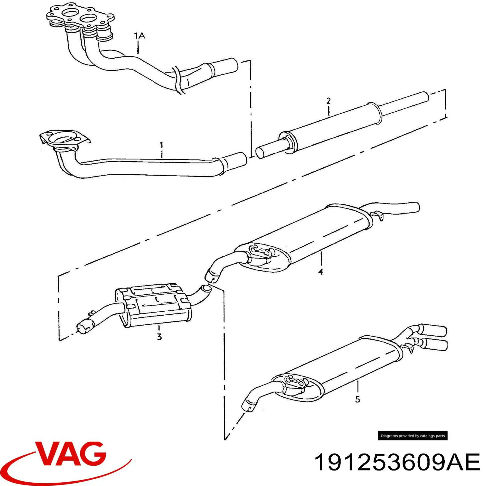 Глушитель задний 191253609AE VAG