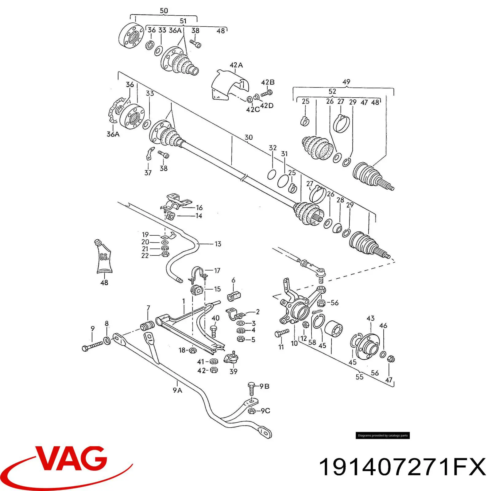 Левая полуось 191407271FX VAG