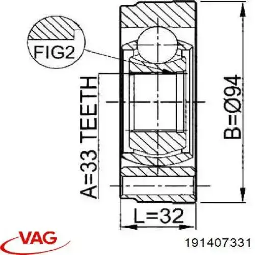 Купить 191407331 VAG ШРУС внутренний