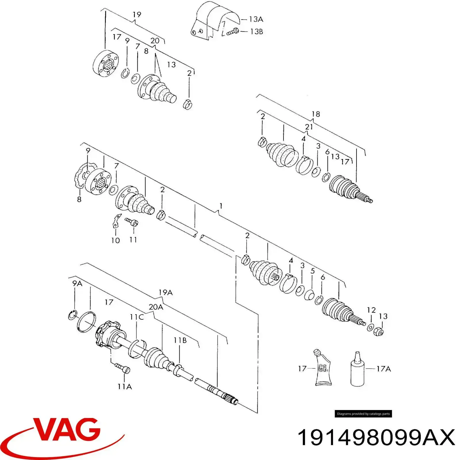 ШРУС наружный передний 191498099AX VAG