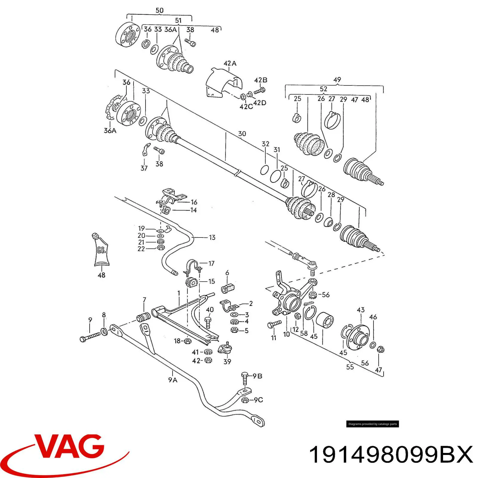 Купить 191498099BX VAG Внешняя граната