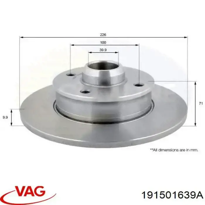 191501639A VAG диск тормозной задний