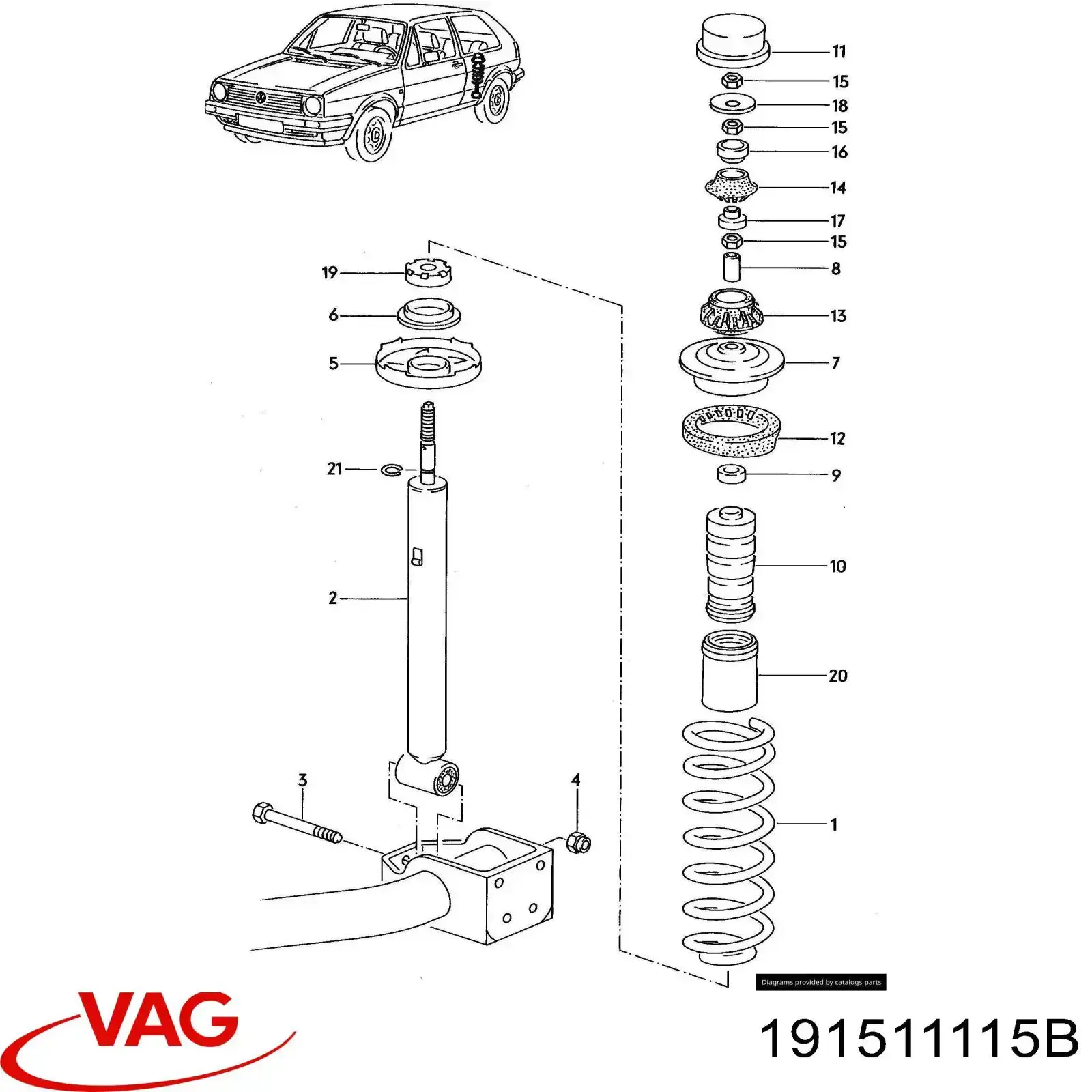 Задняя пружина 191511115B VAG