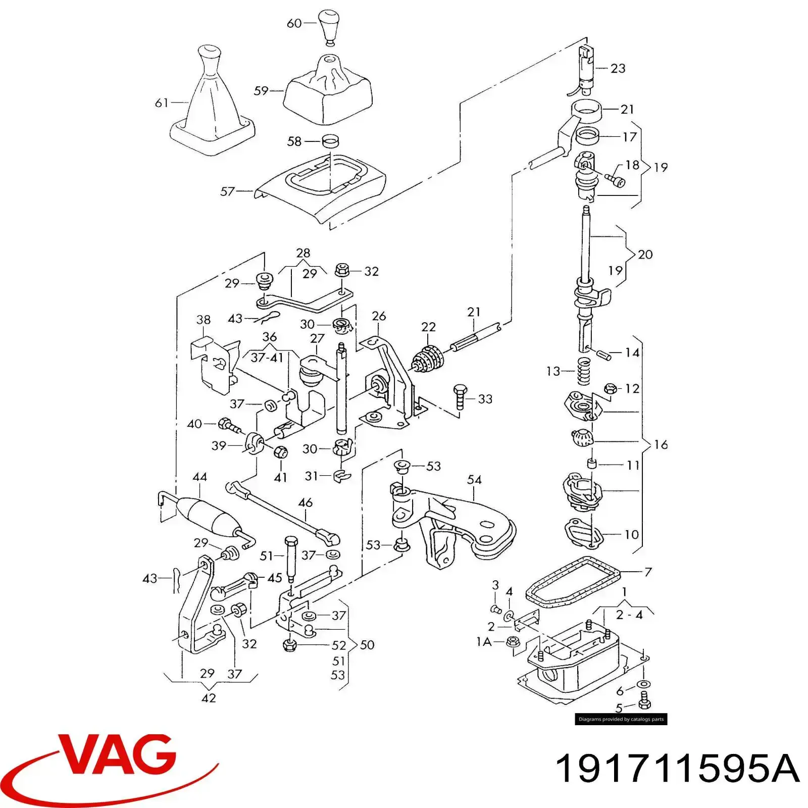 Купить 191711595A VAG Тяга кулисы АКПП/КПП