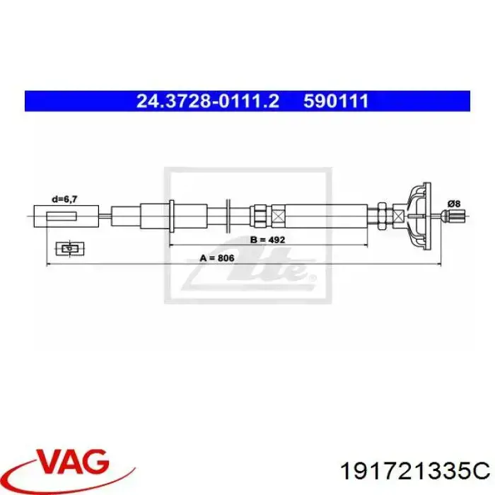 Трос сцепления VAG 191721335C цена, от 6.36 USD