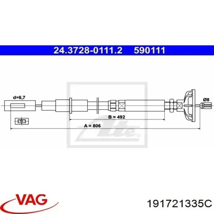 Купить 191721335C VAG Трос сцепления