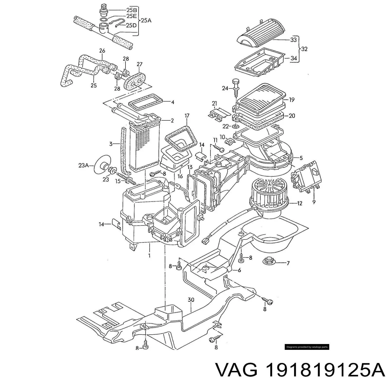Купить 191819125A VAG Рычаг заслонки регулятора температуры печки