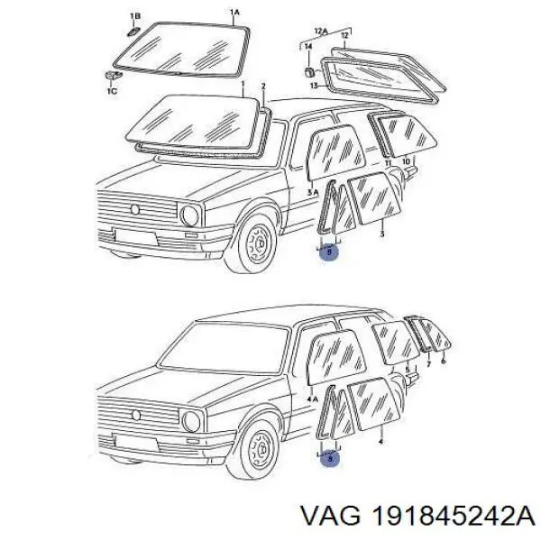  Стекло-форточка двери передней правой Volkswagen Golf 2