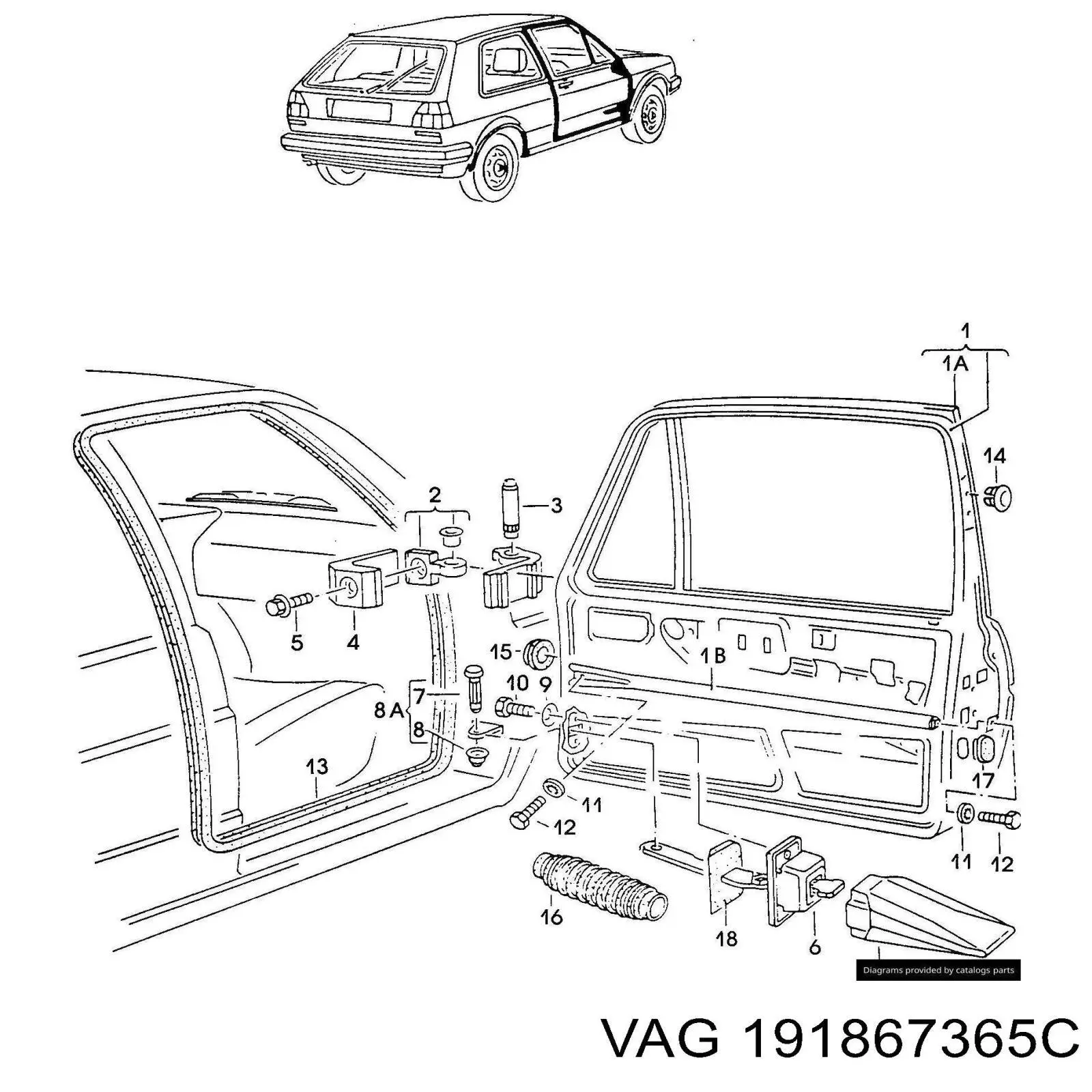 Уплотнитель двери передней (на кузове) на Volkswagen Golf II 