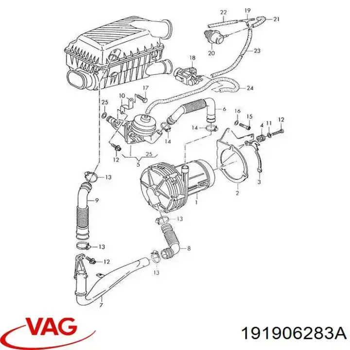 Клапан соленоид регулирования заслонки EGR VAG 191906283A