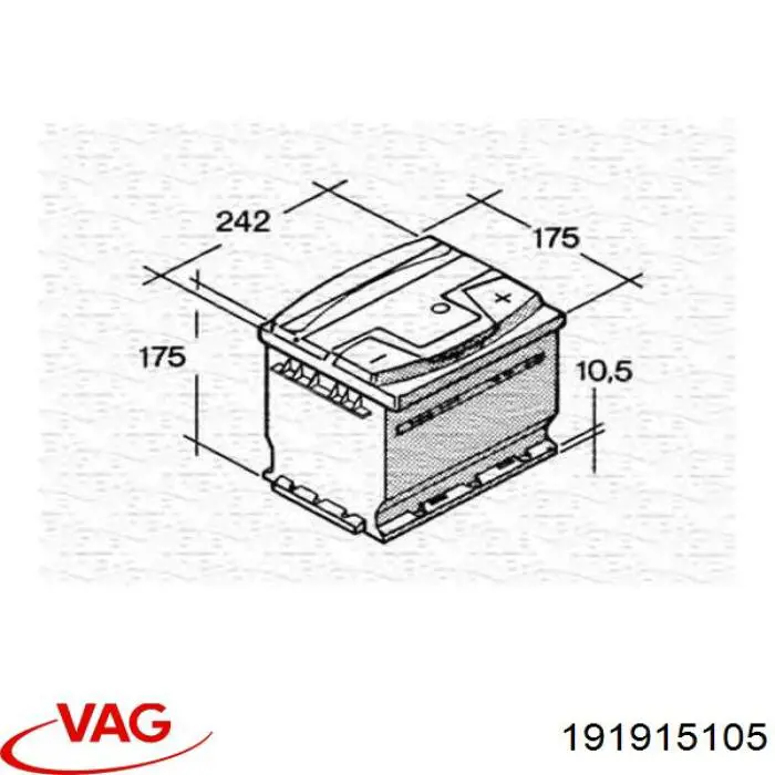 Аккумулятор автомобильный VAG 191915105 цена, от 74.54 USD