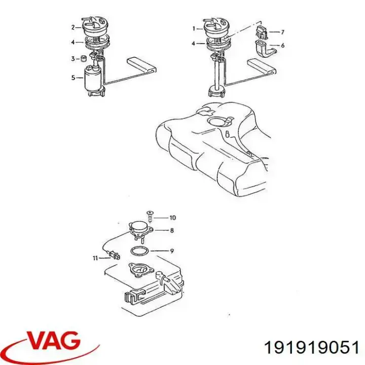 Купить 191919051 VAG Датчик указателя уровня топлива