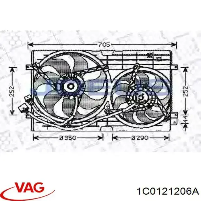 Диффузор радиатора охлаждения в сборе с мотором и крыльчаткой VAG 1C0121206A цена, от 37.19 USD