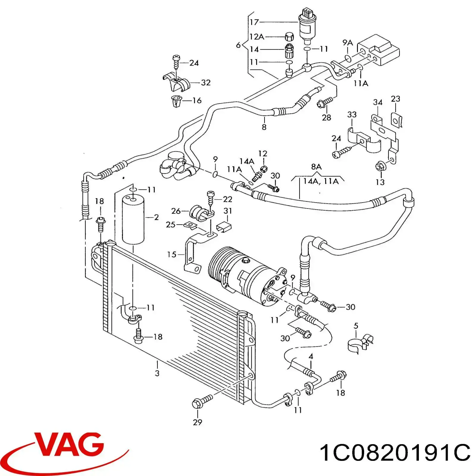 Осушитель кондиционера 1C0820191C VAG