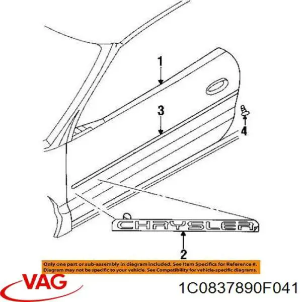 Купить 1C0837890C VAG Накладка двери передней правой вертикальная