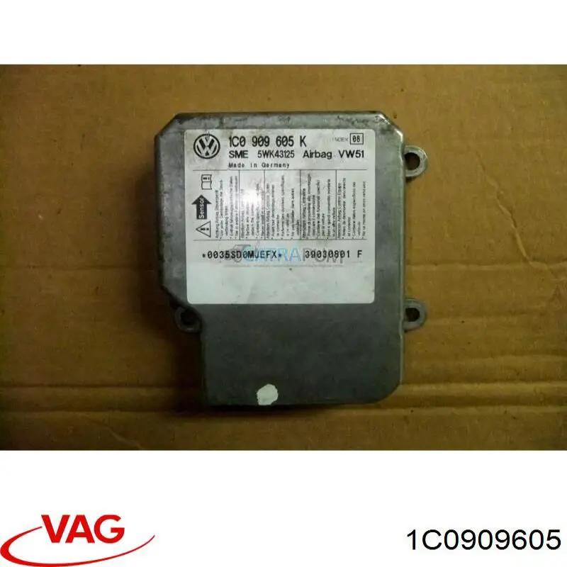 Модуль-процессор управления подушкой безопасности (ЭБУ AIRBAG) 1C0909605 VAG