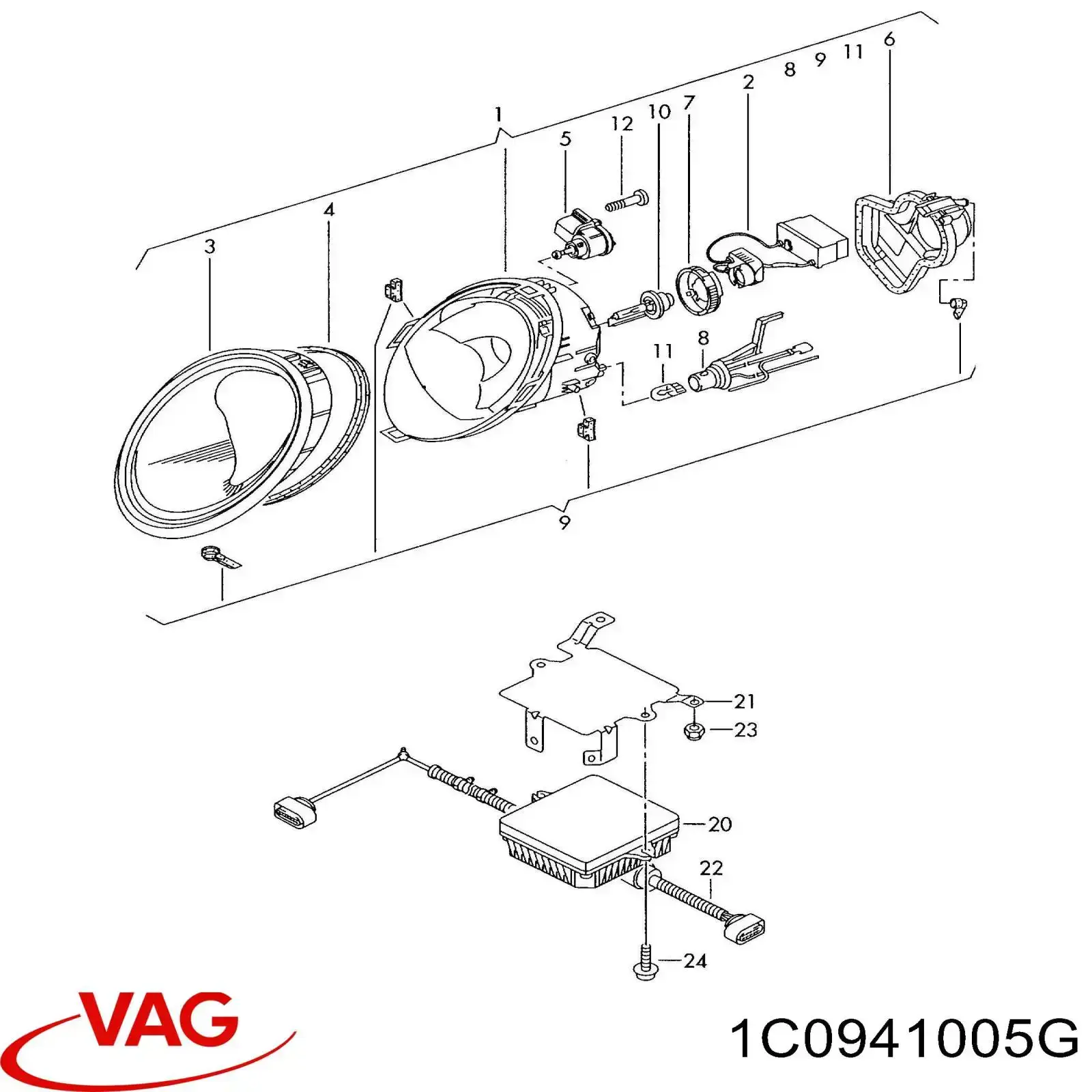 Фара левая VAG 1C0941005G цена, от 1333.33 USD