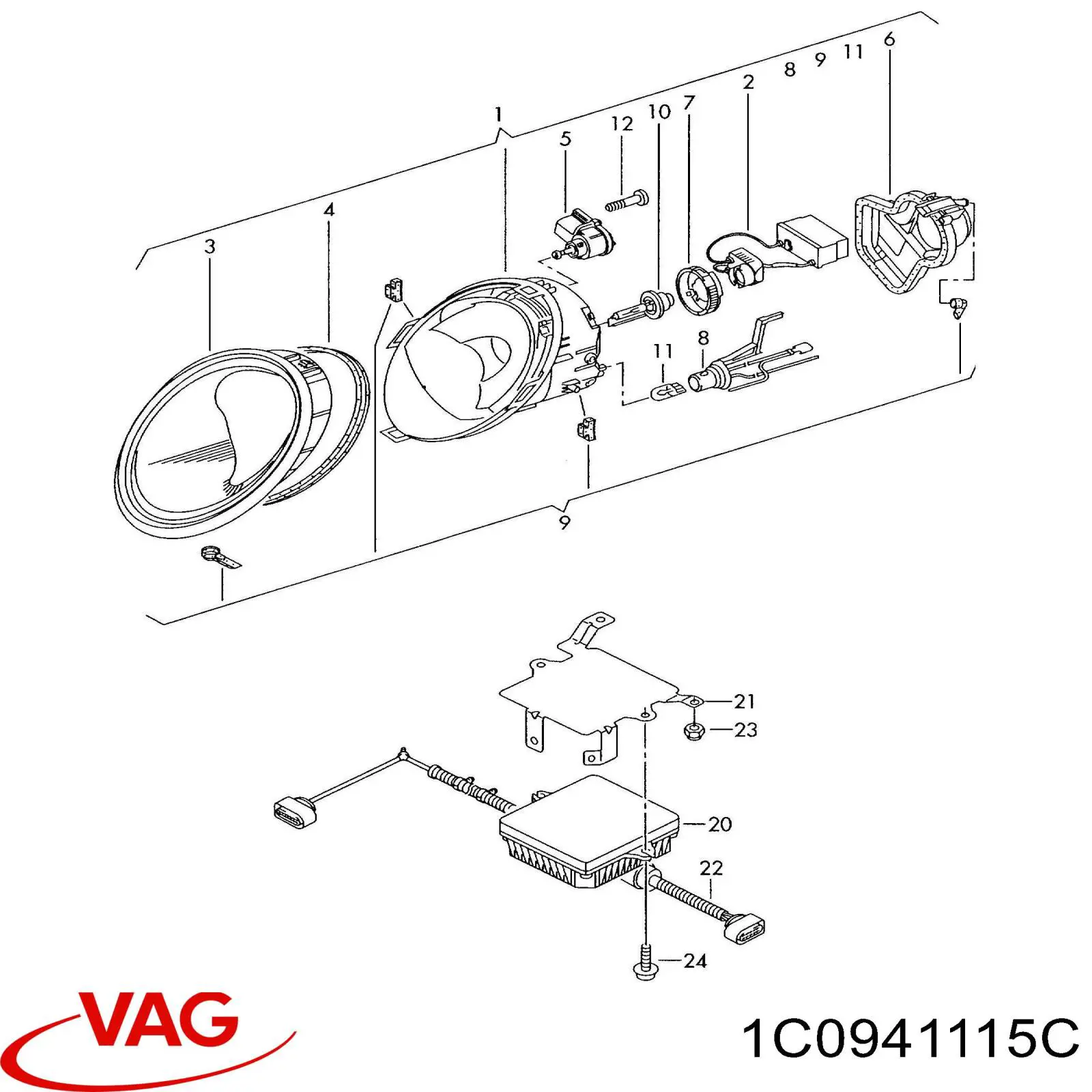 Стекло фары левой VAG 1C0941115C цена, от 405.09 USD
