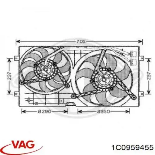 Электровентилятор охлаждения в сборе VAG 1C0959455 цена, от 55.40 USD