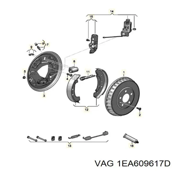 1EA609617D VAG Тормозной барабан