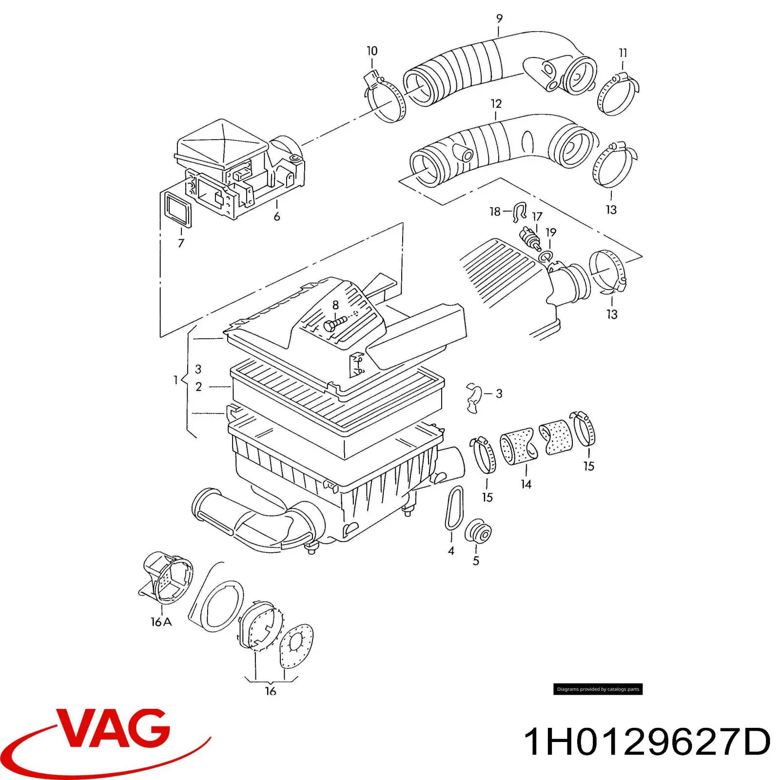 Воздушный патрубок расходомера на Volkswagen Vento  1H2