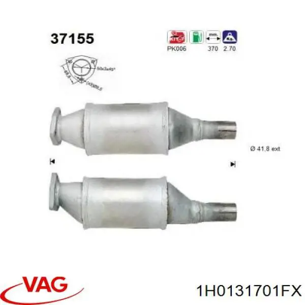 Каталитический нейтрализатор отработавших газов VAG 1H0131701FX цена, от 362.59 USD