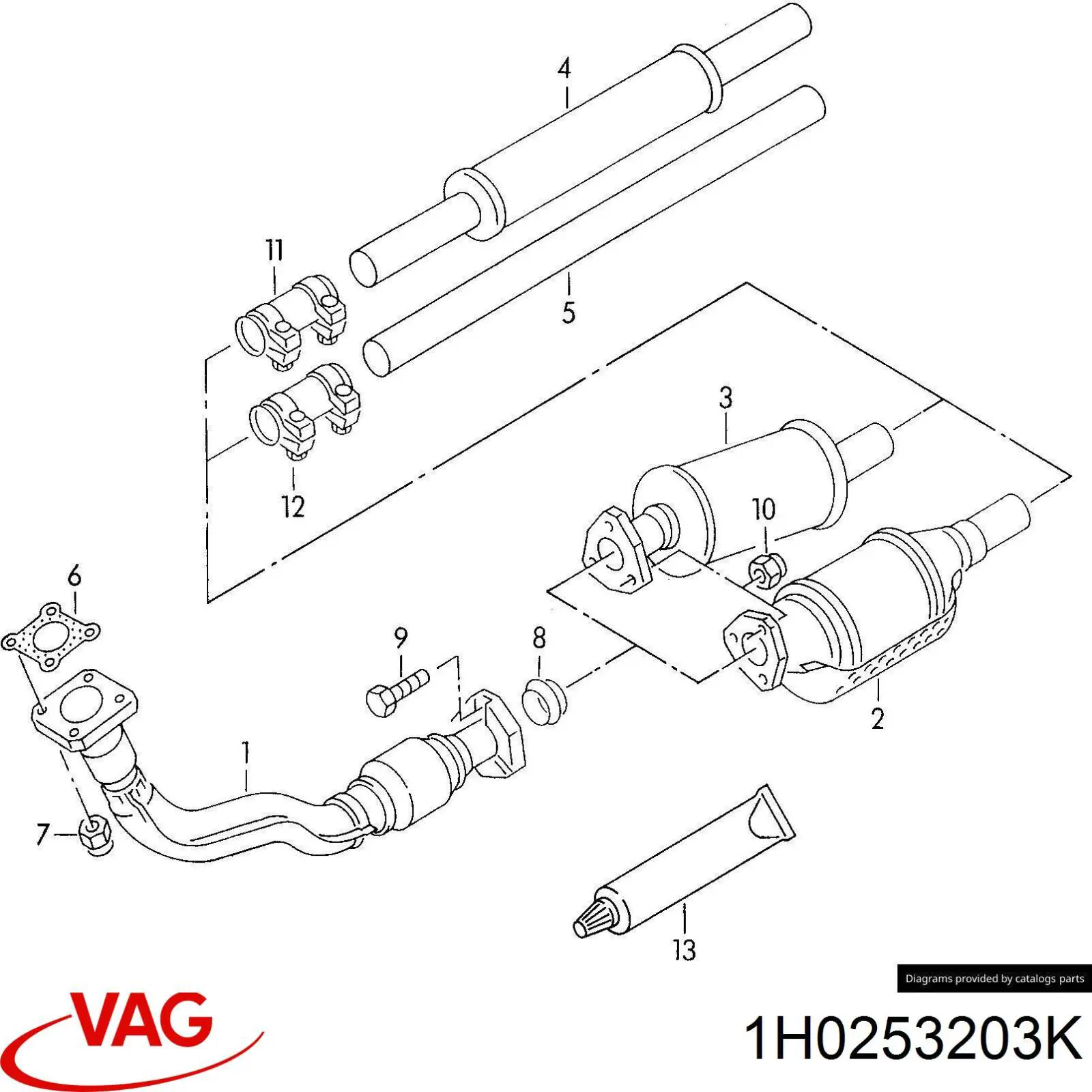 Выхлопная труба 1H0253203K VAG