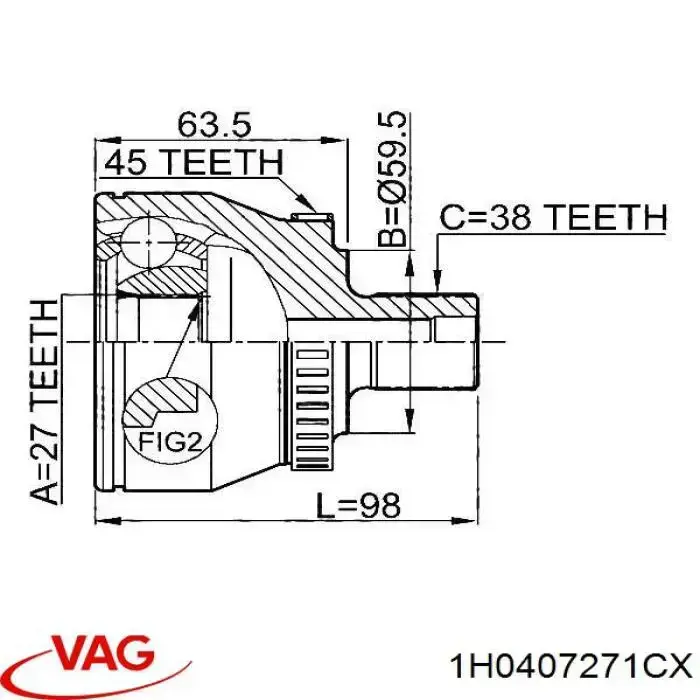 Купить 1H0407271CX VAG Привод в сборе левый