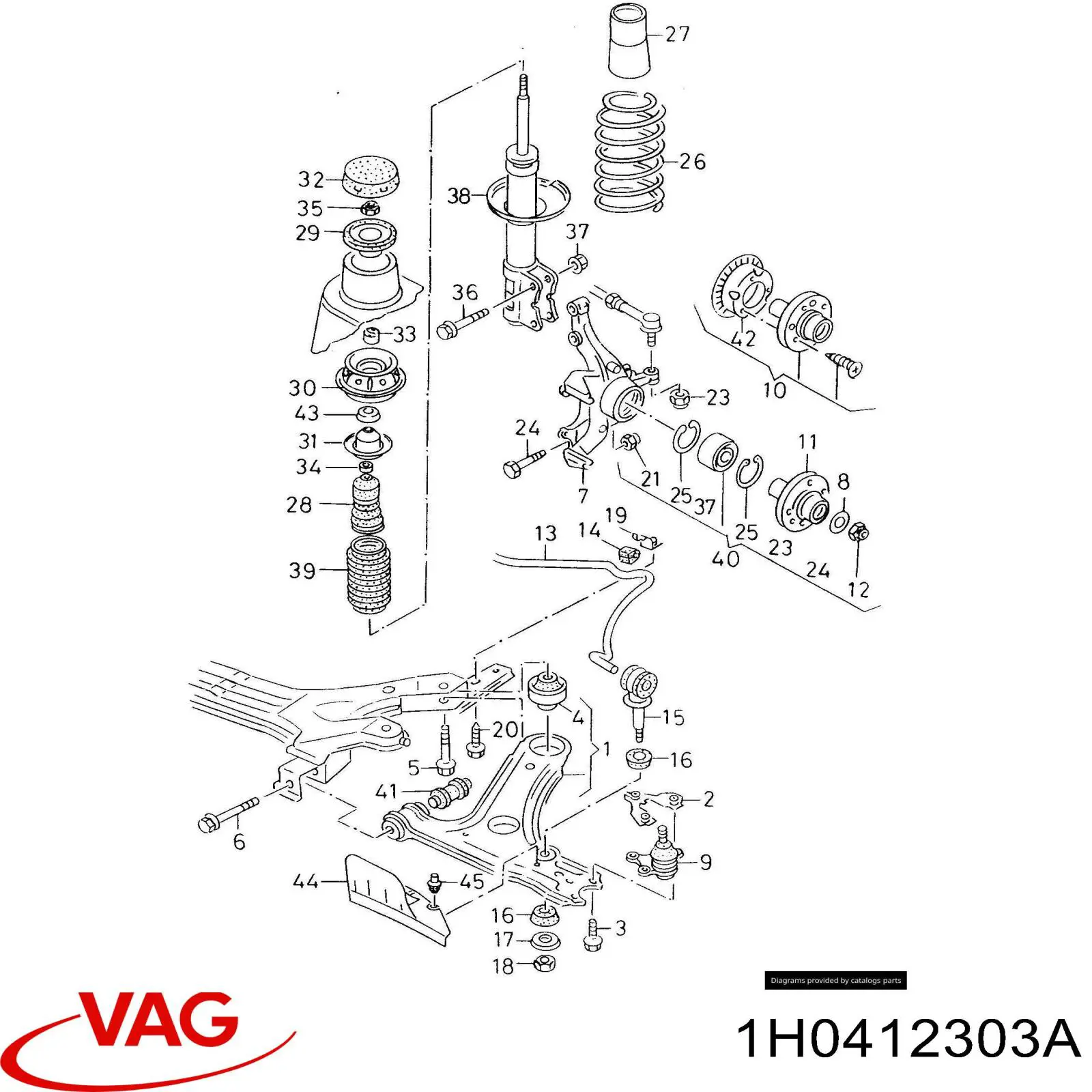 Купить 1H0412303A VAG Буфер (отбойник) амортизатора переднего