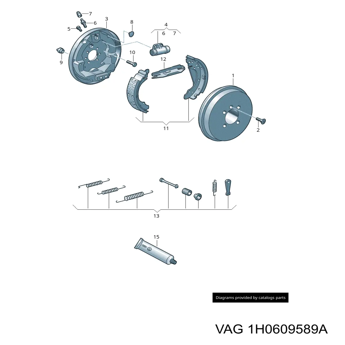 1H0609589A VAG ремкомплект тормозов задних